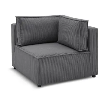 Modul pentru canapea gri inchis cu tapiterie din catifea reiata (cu colt variabil) Nihad modular - Bobochic Paris imagine