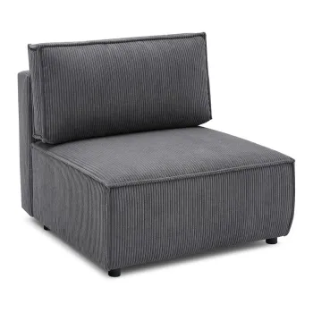 Modul pentru canapea gri inchis cu tapiterie din catifea reiata (de mijloc) Nihad modular - Bobochic Paris imagine