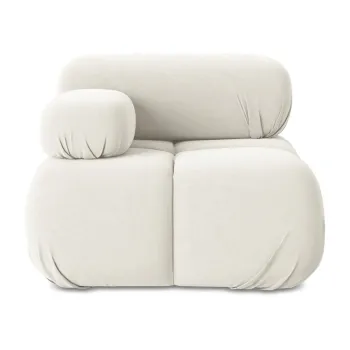 Modul pentru canapea modulara alb cu tapiterie din catifea (cu colt pe partea dreapta) Lokua - Makamii imagine