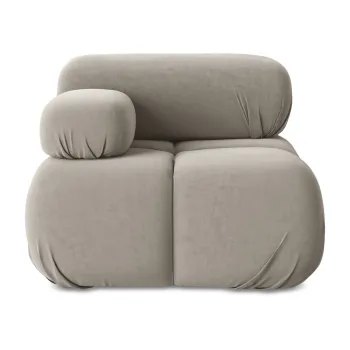 Modul pentru canapea modulara bej cu tapiterie din catifea (cu colt pe partea dreapta) Lokua - Makamii imagine