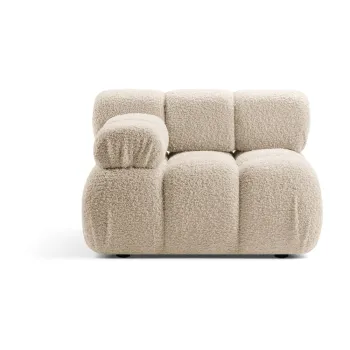 Modul pentru canapea modulara bej cu tapiterie din tesatura boucle (cu colt pe partea dreapta) Bellis - Micadoni Home imagine