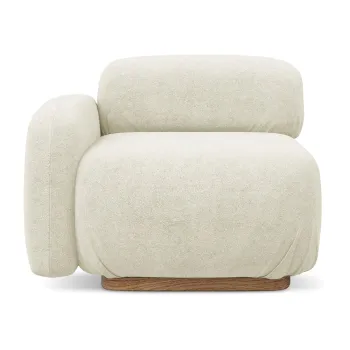 Modul pentru canapea modulara crem cu tapiterie din tesatura boucle (cu colt pe partea dreapta) Ailani - Makamii imagine