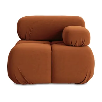 Modul pentru canapea modulara portocaliu cu tapiterie din catifea (cu colt pe partea stanga) Lokua - Makamii imagine