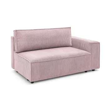 Modul pentru canapea roz deschis cu tapiterie din catifea reiata (cu colt pe partea stanga ) Nihad modular - Bobochic Paris imagine