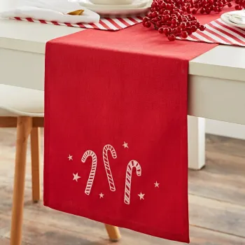 Napron de masa din bumbac 32x220 cm cu model de Craciun Candy Cane - Catherine Lansfield imagine