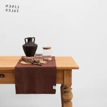 Napron de masa din in 40x150 cm Chocolate - Linen Tales imagine
