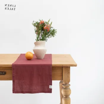 Napron de masa din in 40x150 cm Marsala - Linen Tales imagine