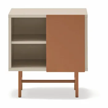 Noptiera caramizie/bej cu rafturi cu aspect mat Nube - Teulat imagine