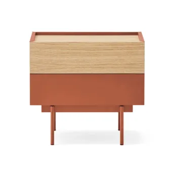 Noptiera caramiziu-natural cu aspect de lemn de stejar Otto - Teulat imagine