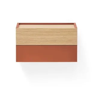 Noptiera caramiziu-natural cu aspect de lemn de stejar Otto - Teulat imagine