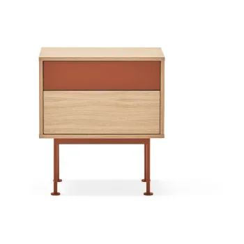 Noptiera cu aspect de lemn de stejar Teulat Yoko, rosu caramiziu imagine