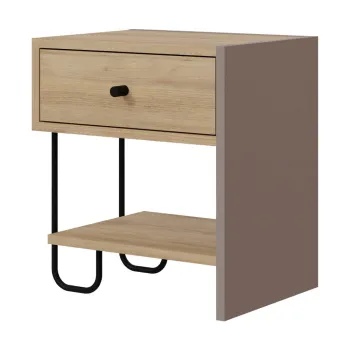 Noptiera cu rafturi cu aspect de lemn de stejar Saturne - Marckeric imagine