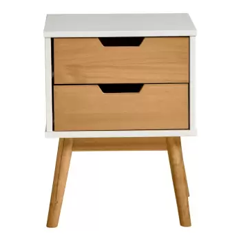 Noptiera din lemn masiv de pin Marckeric Baku, alb-natural imagine