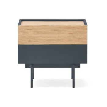 Noptiera gri antracit-natural cu aspect de lemn de stejar Otto - Teulat imagine