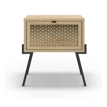 Noptiera in culoare naturala cu aspect de lemn de stejar Ecrin - Marckeric imagine