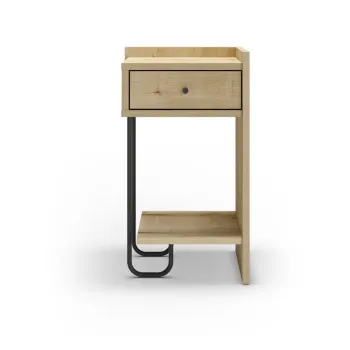 Noptiera in culoare naturala cu rafturi cu aspect de lemn de stejar Mercure - Marckeric imagine