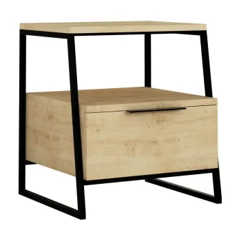 Noptiera in culoare naturala cu rafturi Pal - Kalune Design imagine