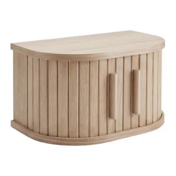 Noptiera in culoare naturala deschisa suspendata/cu rafturi cu aspect de lemn de stejar Meta - Unique Furniture imagine