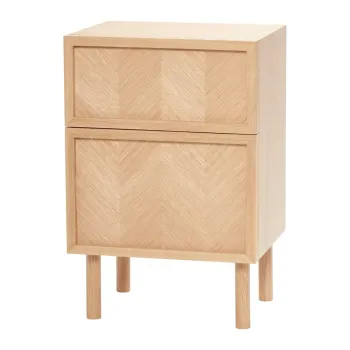 Noptiera in culoare naturala din lemn de stejar Herringbone - Hubsch imagine