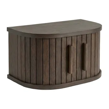 Noptiera in culoare naturala inchisa suspendata/cu rafturi cu aspect de lemn de stejar Meta - Unique Furniture imagine