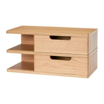 Noptiera in culoare naturala suspendata/cu rafturi cu aspect de lemn de stejar Oppen - Hubsch imagine