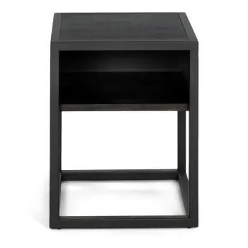 Noptiera neagra cu rafturi din lemn de stejar Diva - Spinder Design imagine