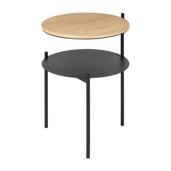 Noptiera neagra/in culoare naturala cu blat cu aspect de lemn de stejar Tu - noo.ma imagine