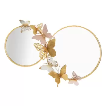 Oglinda de perete Mauro Ferretti Farfalle, 81 x 52,5 cm, auriu - roz imagine