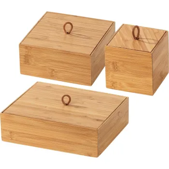 Organizatoare de baie in culoare naturala 3 buc. din bambus Terra - Wenko imagine