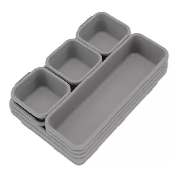 Organizatoare de sertare din plastic gri in set de 8 - Addis imagine