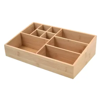 Organizator de baie in culoare naturala pentru cosmetice, din bambus Isalys - MSV imagine