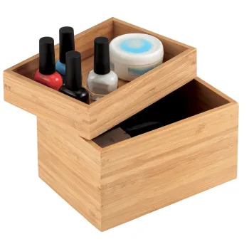 Organizator de baie in culoare naturala pentru cosmetice din bambus Isalys - MSV imagine