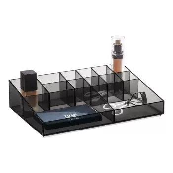 Organizator de baie negru mat pentru cosmetice din plastic reciclat Cosmetic Station - iDesign imagine
