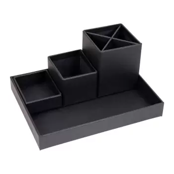 Organizator de birou cu 4 piese pentru instrumente de scris Bigso Box of Sweden Lena, gri inchis imagine