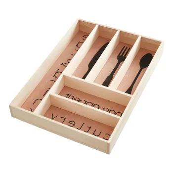 Organizator de tacamuri in culoare naturala din lemn 30 x 42 cm Bessan - Premier Housewares imagine