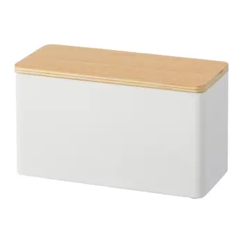 Organizator pentru baie cu capac din placaj Yamazaki Rin, alb imagine