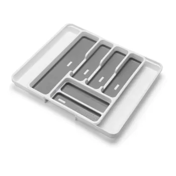 Organizator pliabil/antiderapant pentru tacamuri Addis, gri - alb imagine