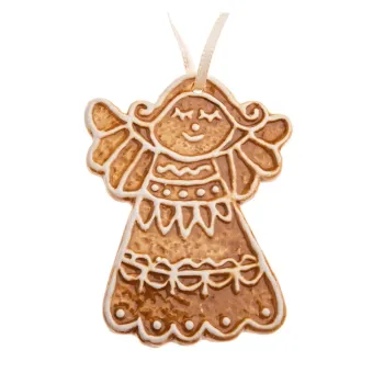 Ornament de Craciun din ceramica 10 cm Gingerbread Angel - Dakls imagine