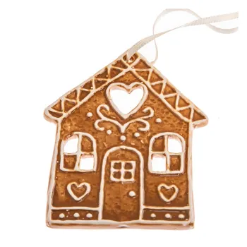 Ornament de Craciun din ceramica 10 cm Gingerbread House - Dakls imagine