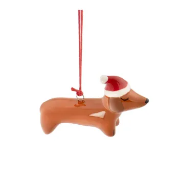 Ornament de Craciun din ceramica 7,5 cm Sausage Dog - Sass & Belle imagine