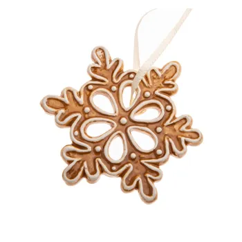 Ornament de Craciun din ceramica o 6 cm Gingerbread Flake - Dakls imagine