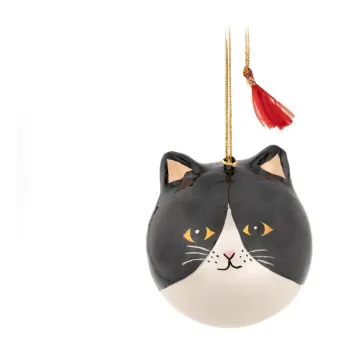 Ornament de Craciun din hartie 8 cm Black Cat - Sass & Belle imagine