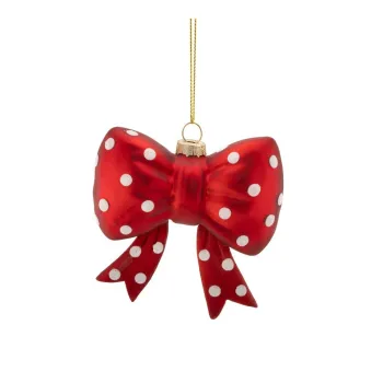 Ornament de Craciun din sticla 3,5 cm Spotty Bow - Sass & Belle imagine