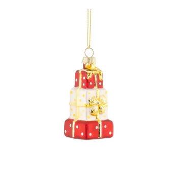 Ornament de Craciun din sticla 4 cm Stack of Presents - Sass & Belle imagine
