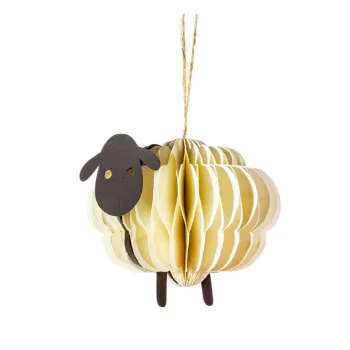 Ornament de Craciun lucrat manual din hartie 9 cm Sheep Honeycomb - Sass & Belle imagine