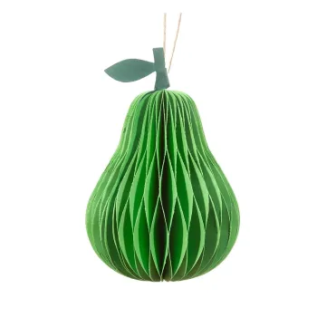 Ornament de Craciun lucrat manual din hartie o 7 cm Pear Honeycomb - Sass & Belle imagine