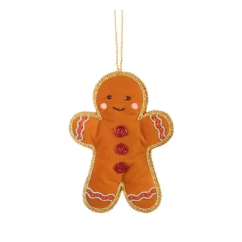 Ornament de Craciun lucrat manual din material textil 10 cm Gingerbread - Sass & Belle imagine