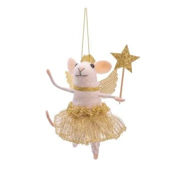 Ornament de Craciun lucrat manual din material textil 12 cm Fairy Mouse - Sass & Belle imagine