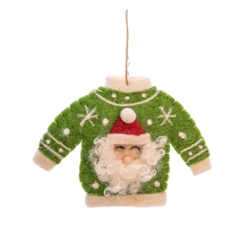 Ornament de Craciun lucrat manual din material textil 12 cm Santa Jumper - Sass & Belle imagine