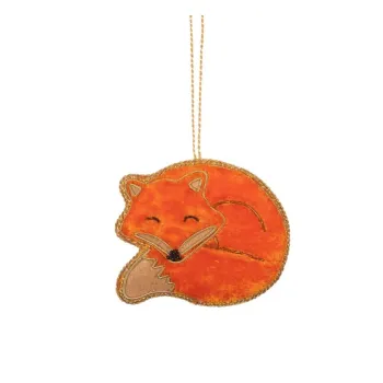 Ornament de Craciun lucrat manual din material textil 7 cm Sleeping Fox - Sass & Belle imagine